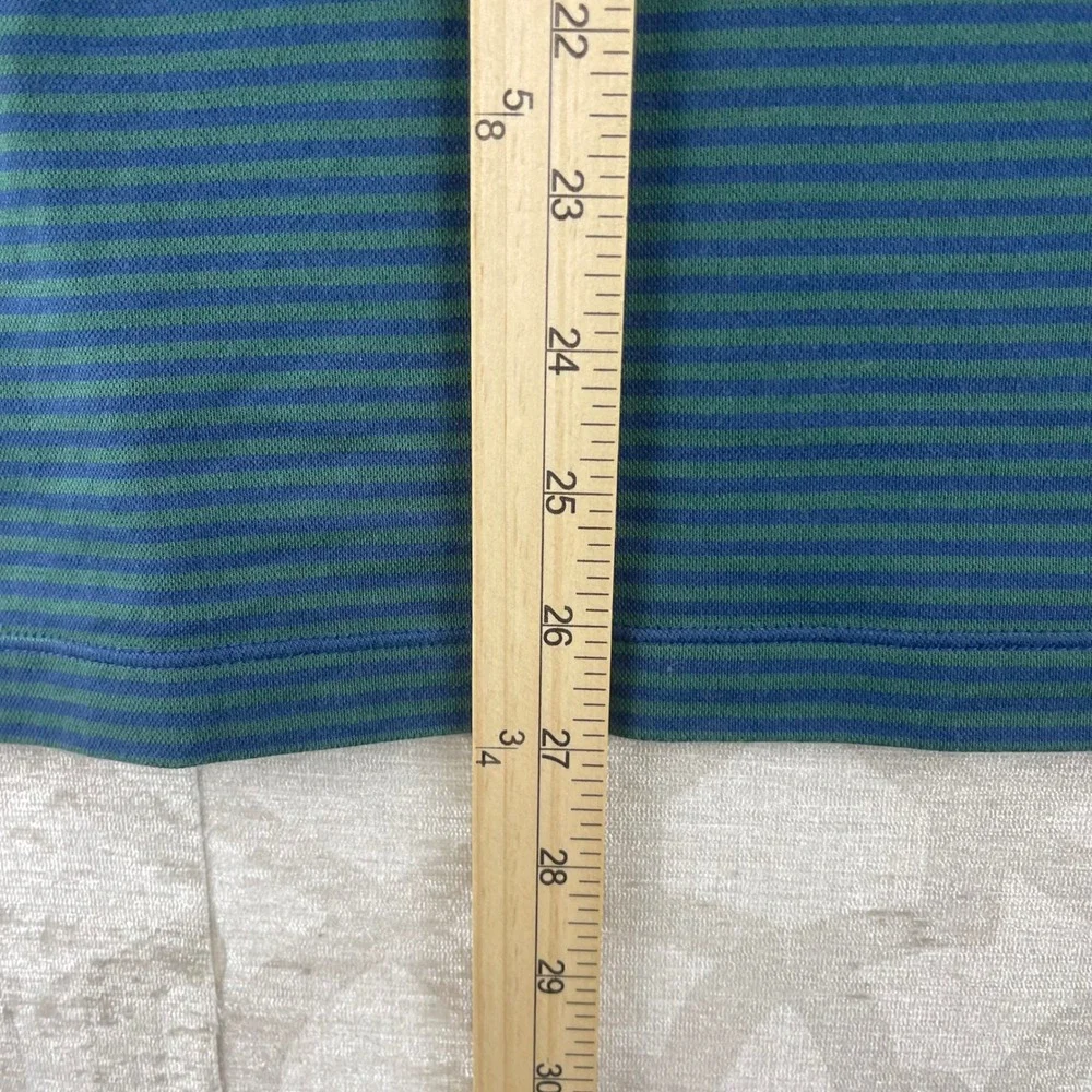 J.Crew‎ Oarsman Polo Mens Large Teal Green Striped Coolmax Short Sleeve Shirt